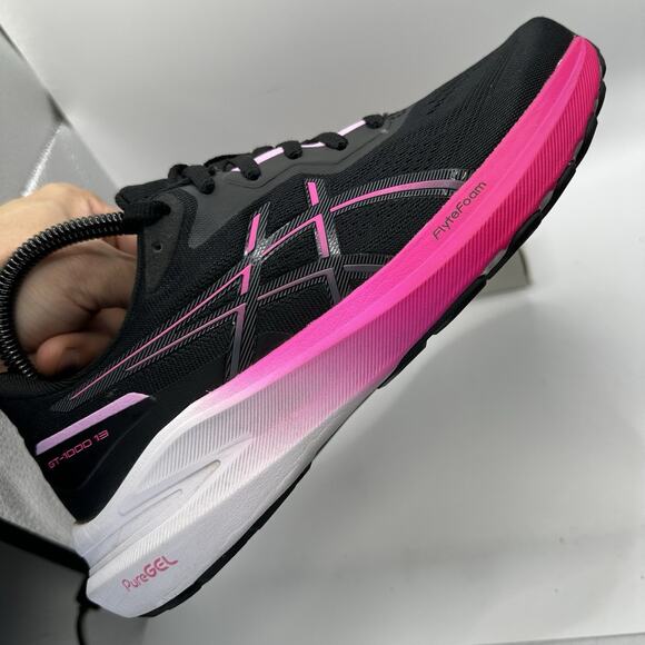 Asics GT-1000 13 ‘Black/Pink Glo’ Women’s Running Athletic Shoe Size 8 - Picture 6 of 8